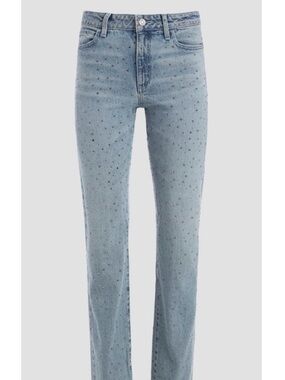 Guess 1981 all over rhinestone straight leg jeans, light wash, size 29